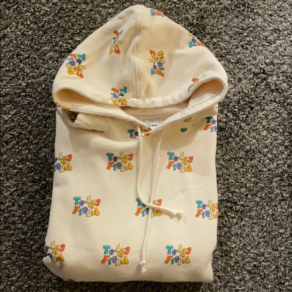 Teddy Fresh Cream Hoodie with Multicolor Teddy Print - Picture 3 of 3